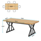 Table de salle à manger de style campagnard pour 6 personnes, table de cuisine rectangulaire en bois de 180 cm (70,8 pouces).