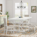 Table de salle à manger de style campagnard pour 6 personnes, table de cuisine rectangulaire en bois de 180 cm (70,8 pouces).