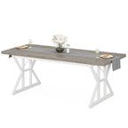 Table de salle à manger de style campagnard pour 6 personnes, table de cuisine rectangulaire en bois de 180 cm (70,8 pouces).