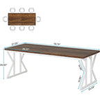 Table de salle à manger de style campagnard pour 6 personnes, table de cuisine rectangulaire en bois de 180 cm (70,8 pouces).