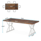 Table de salle à manger de style campagnard pour 6 personnes, table de cuisine rectangulaire en bois de 180 cm (70,8 pouces).