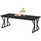 Table de salle à manger de style campagnard pour 6 personnes, table de cuisine rectangulaire en bois de 180 cm (70,8 pouces).