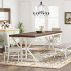 Table de salle à manger de style campagnard pour 6 personnes, table de cuisine rectangulaire en bois de 180 cm (70,8 pouces).