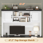 Bureau de direction de style campagnard, bureau à domicile avec tiroir pour dossiers suspendus, support pour écran, prise électrique