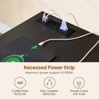 Bureau de direction de style campagnard, bureau à domicile avec tiroir pour dossiers suspendus, support pour écran, prise électrique