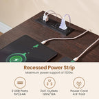 Bureau de direction de style campagnard, bureau à domicile avec tiroir pour dossiers suspendus, support pour écran, prise électrique