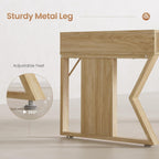 Bureau de direction de style campagnard, bureau à domicile avec tiroir pour dossiers suspendus, support pour écran, prise électrique