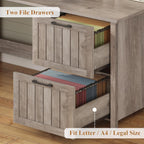 Bureau de direction de style campagnard, bureau à domicile avec tiroir pour dossiers suspendus, support pour écran, prise électrique