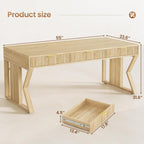 Bureau de direction de style campagnard, bureau à domicile avec tiroir pour dossiers suspendus, support pour écran, prise électrique