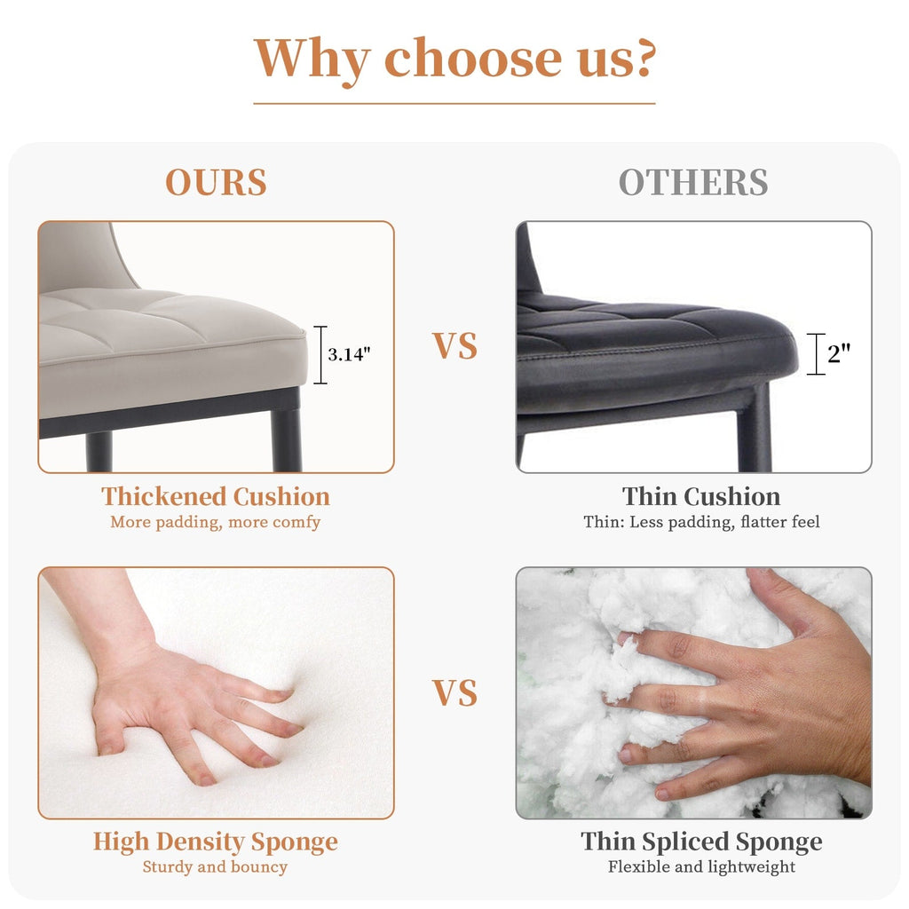 Ensemble de 2 ou 4 chaises de salle à manger rembourrées en similicuir