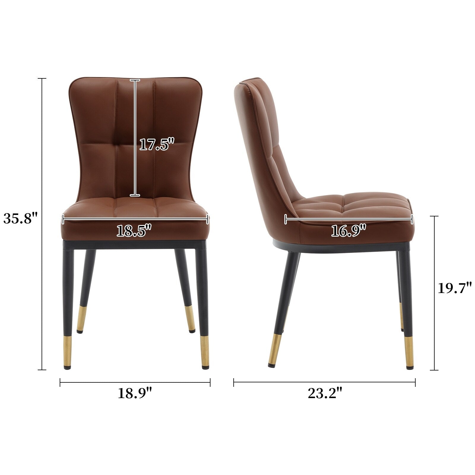 Ensemble de 2 ou 4 chaises de salle à manger rembourrées en similicuir