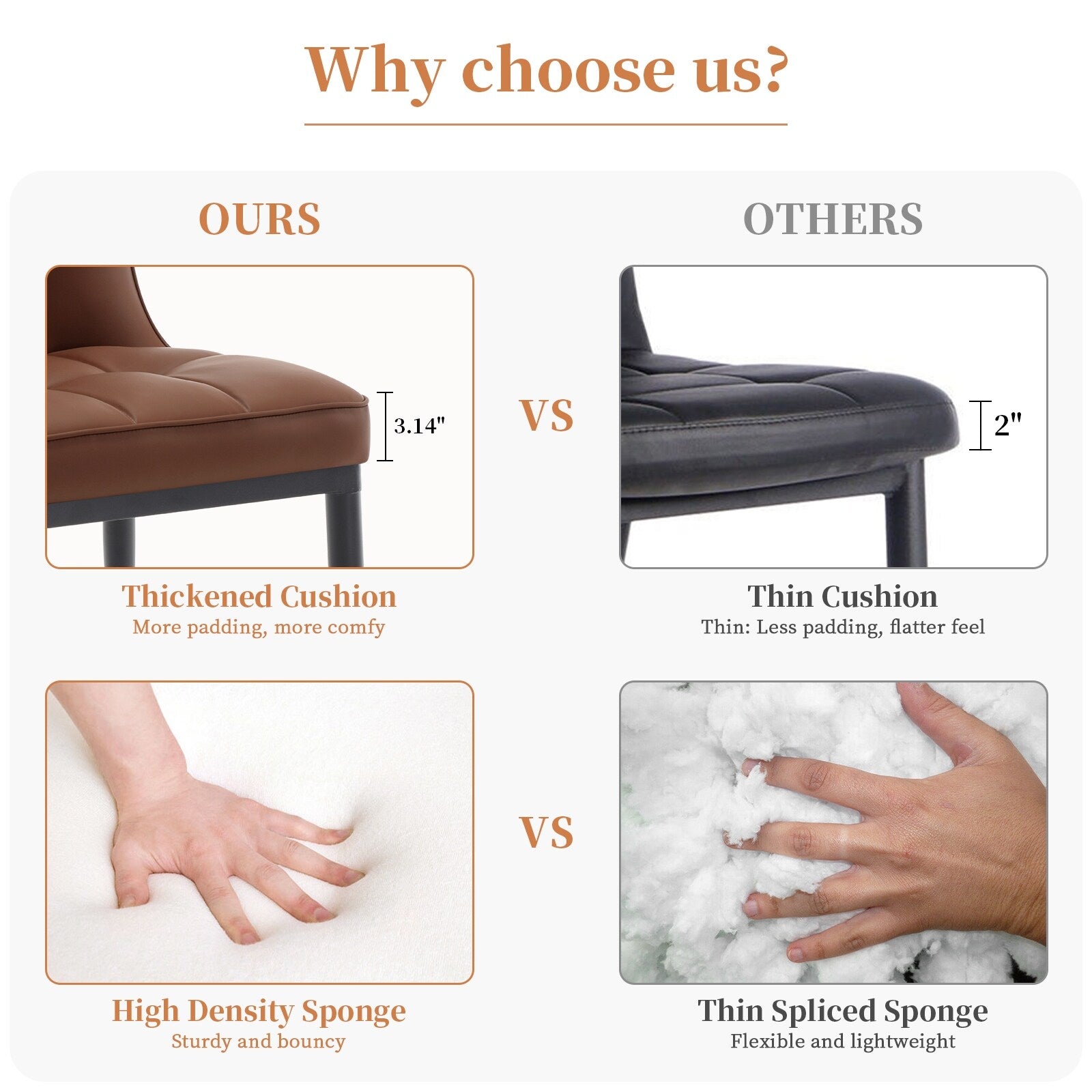 Ensemble de 2 ou 4 chaises de salle à manger rembourrées en similicuir