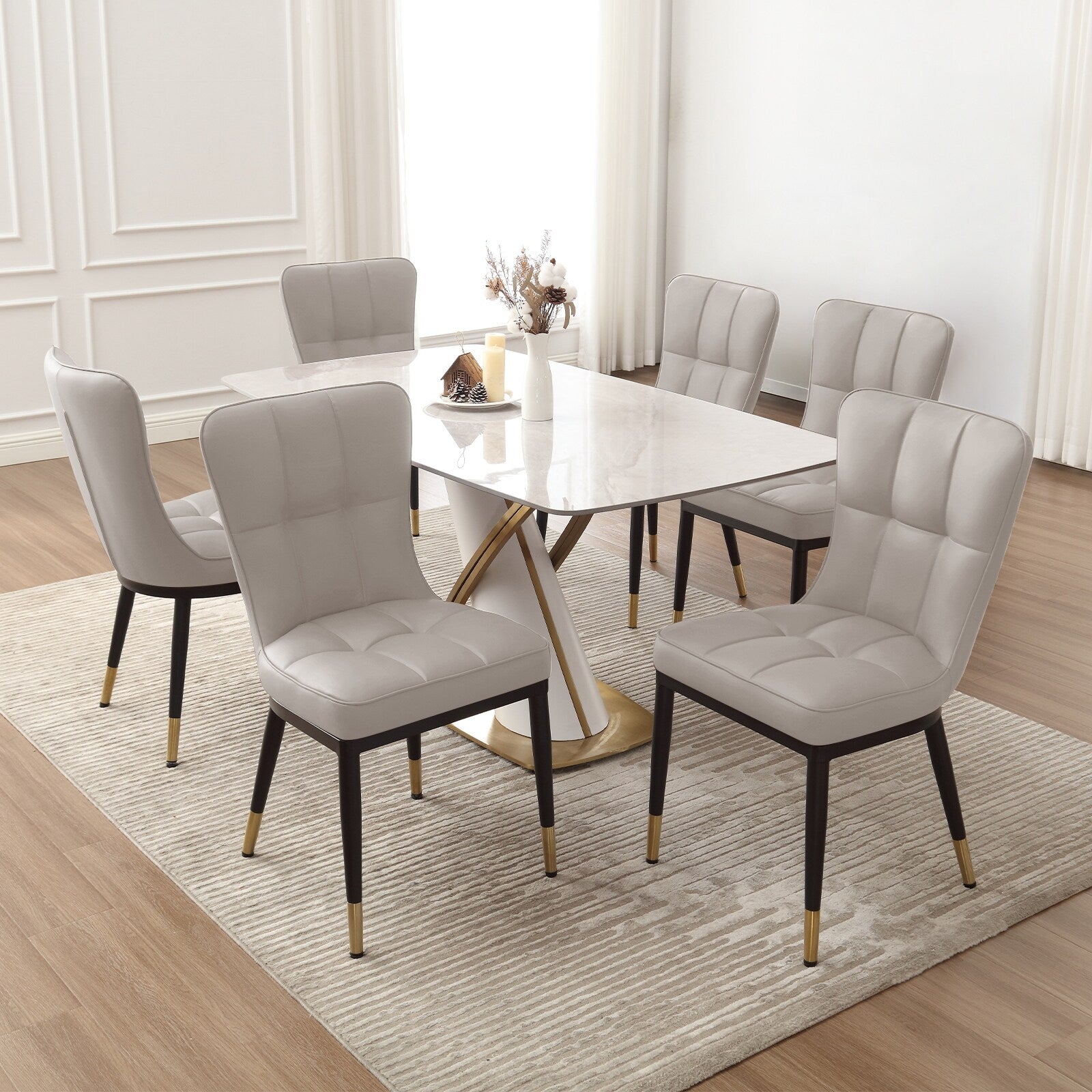 Ensemble de 2 ou 4 chaises de salle à manger rembourrées en similicuir