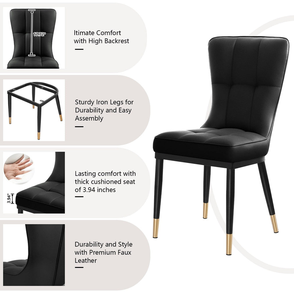 Ensemble de 2 ou 4 chaises de salle à manger rembourrées en similicuir