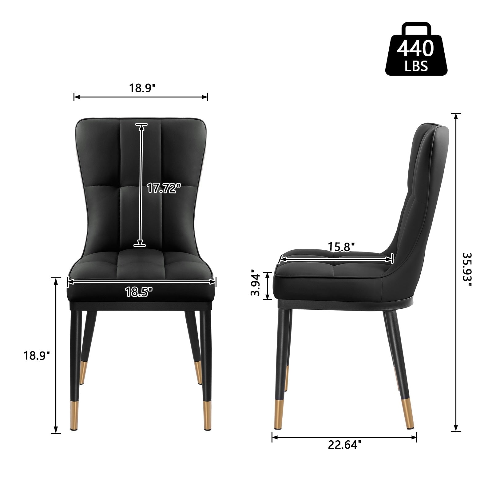 Ensemble de 2 ou 4 chaises de salle à manger rembourrées en similicuir