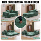 Floor Sofa Bed Convertible with Pillow Back Chenille Fabric for Living Room Bedroom