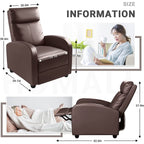 Furniwell PU Leather Sofa Recliner with Padded Seat and Backrest.