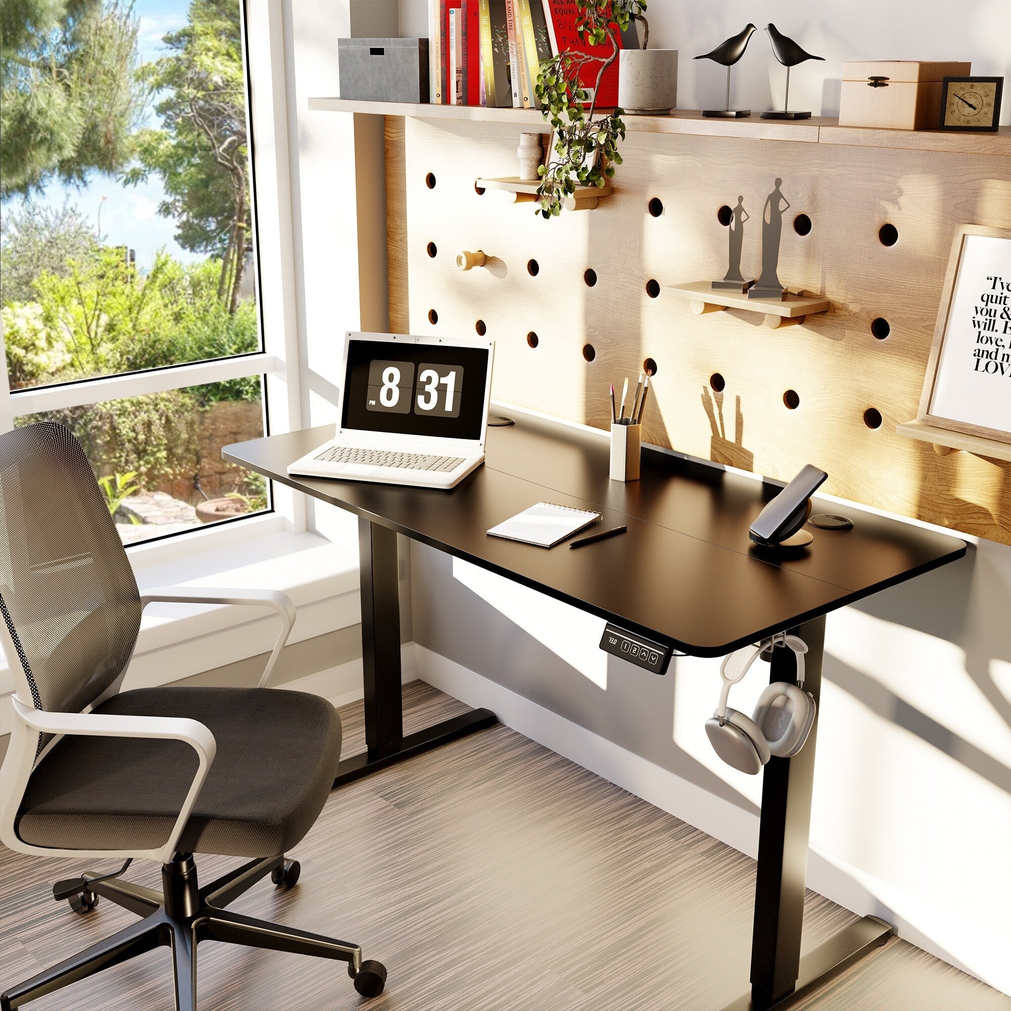 Bureau assis-debout électrique réglable en hauteur Futzca avec panneau de jonction