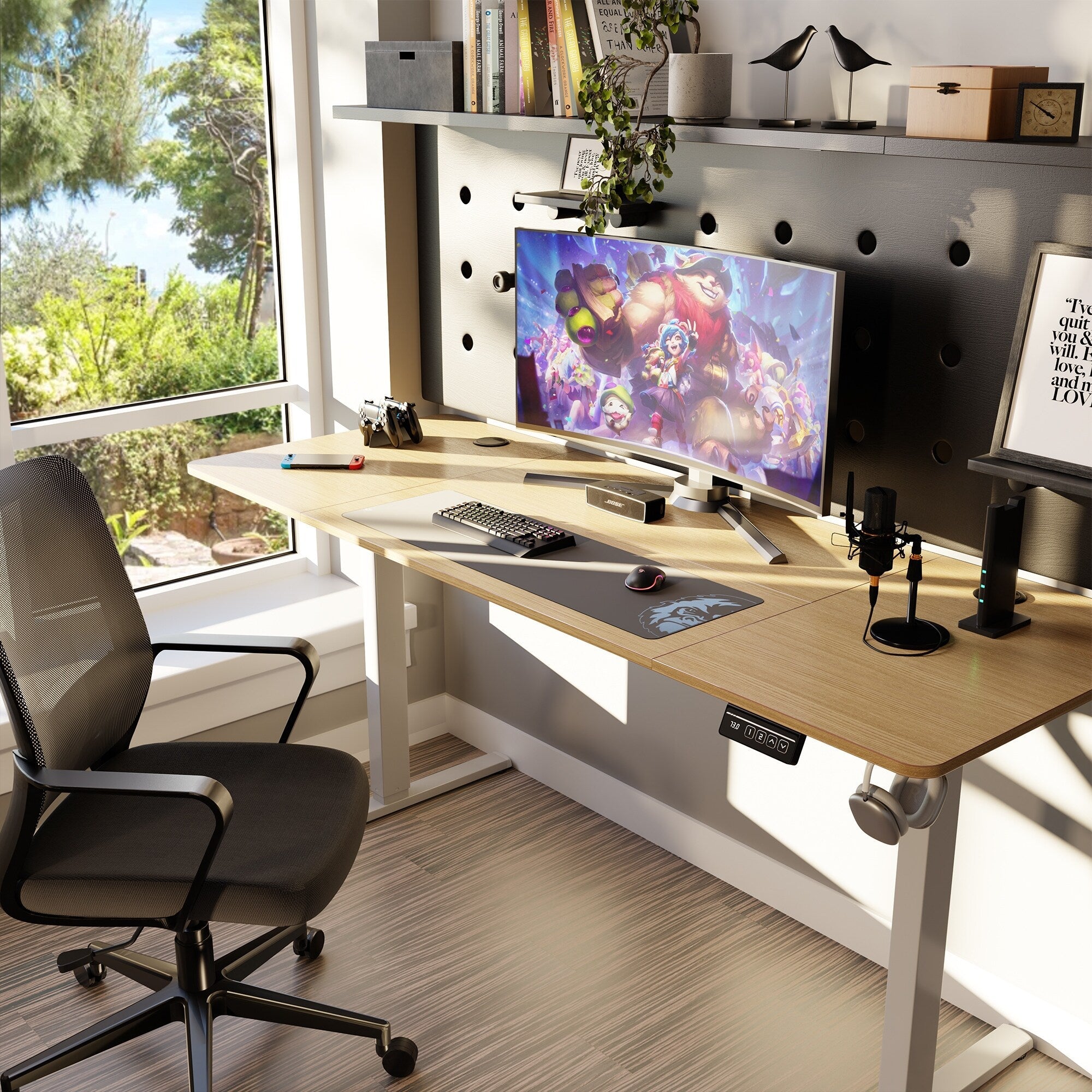 Bureau assis-debout électrique réglable en hauteur Futzca avec panneau de jonction