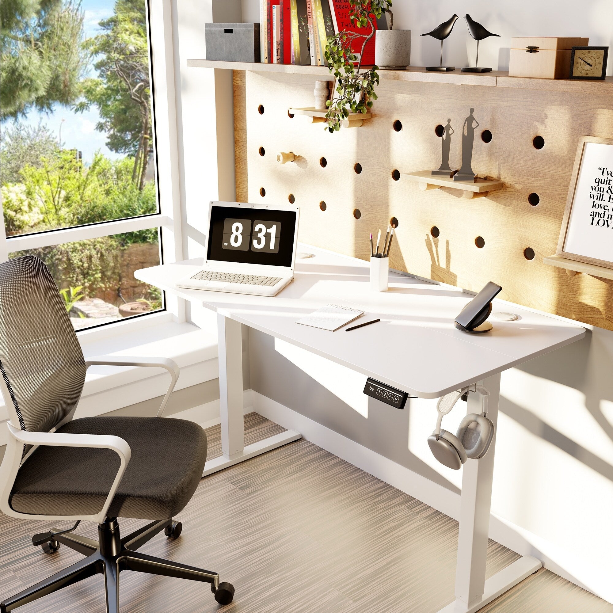 Bureau assis-debout électrique réglable en hauteur Futzca avec panneau de jonction