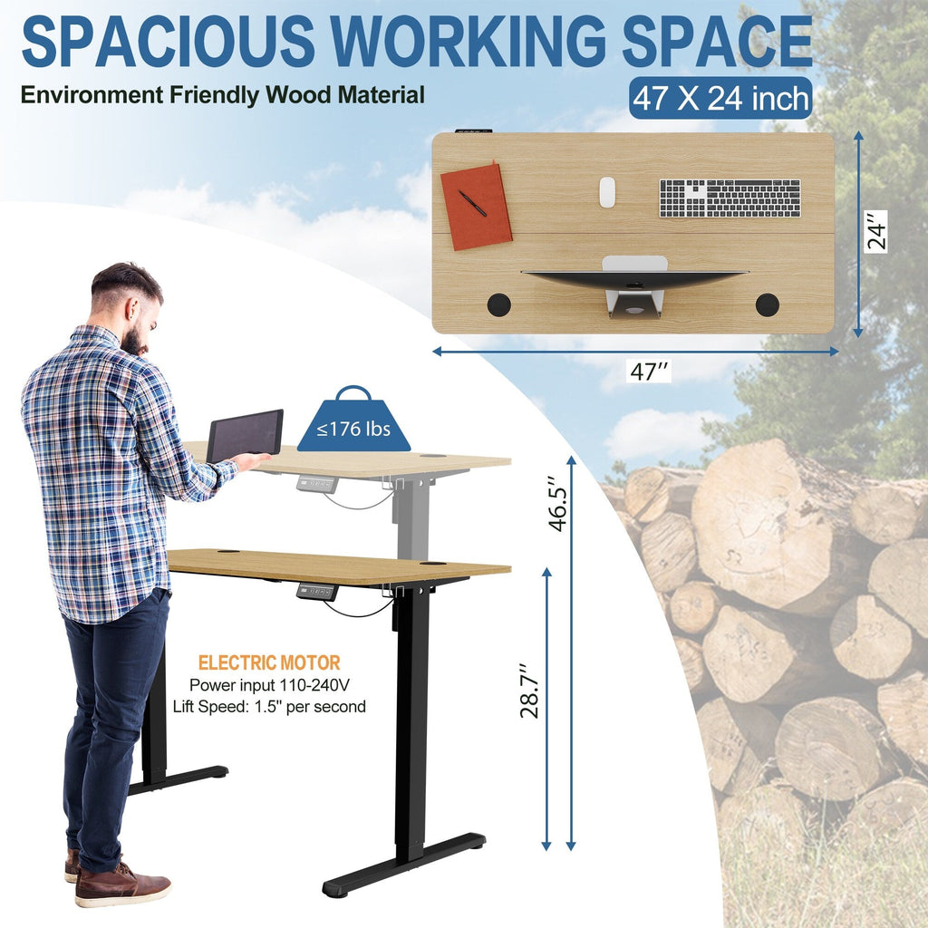 Bureau assis-debout électrique réglable en hauteur Futzca avec panneau de jonction