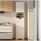 Armoire à linge étroite de salle de bain de 170 cm de haut, 5 niveaux, en bois massif, meuble de rangement autoportant