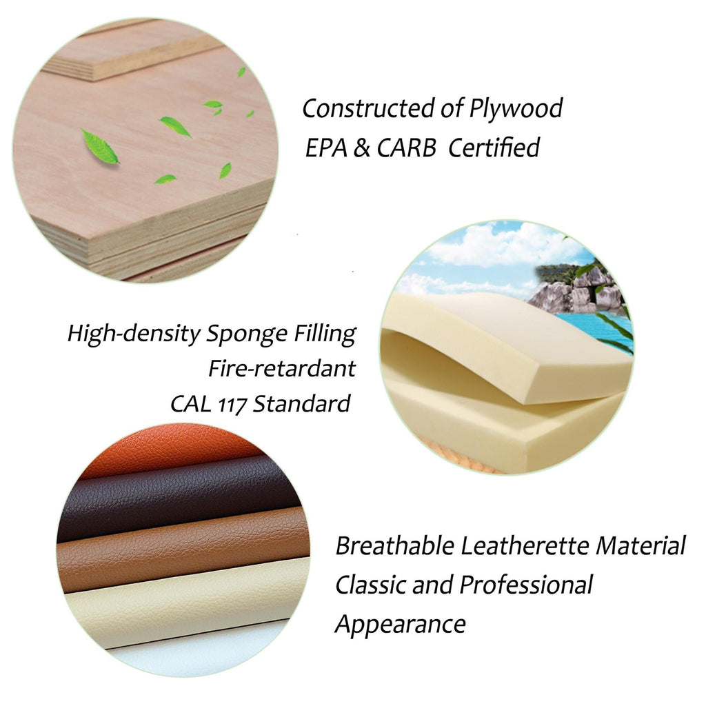 Chaise de bureau pivotante réglable Glitzhome 48 pouces style milieu du siècle en similicuir