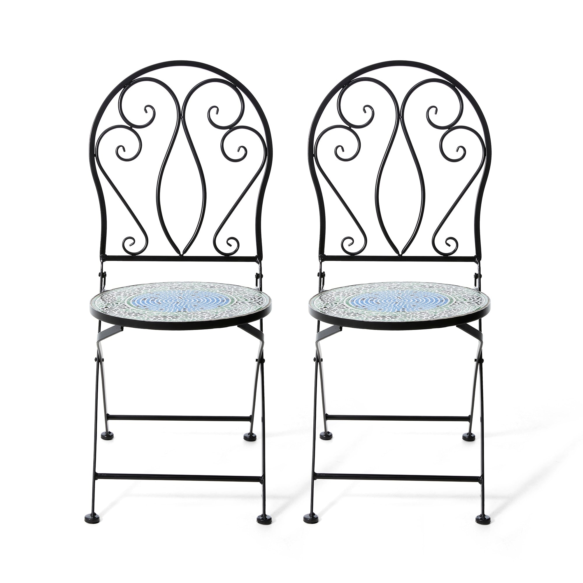Glitzhome Outdoor Metal Folding Bistro Set 3PCS Patio Table Chairs