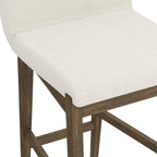 Tabouret de bar moderne Gracie, chaise rembourrée en tissu bouclé et pieds en bois brossé