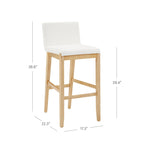 Tabouret de bar moderne Gracie, chaise rembourrée en tissu bouclé et pieds en bois brossé