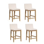Tabouret de bar moderne Gracie, chaise rembourrée en tissu bouclé et pieds en bois brossé
