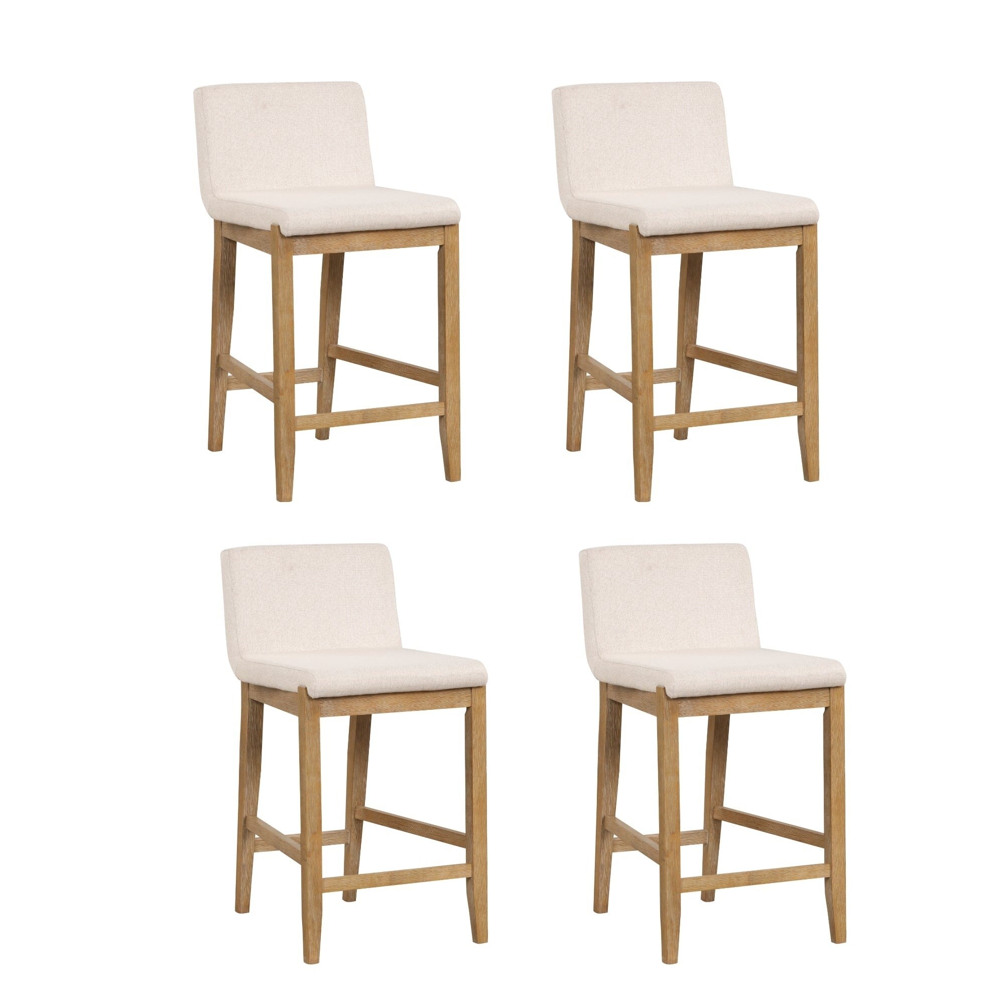 Tabouret de bar moderne Gracie, chaise rembourrée en tissu bouclé et pieds en bois brossé