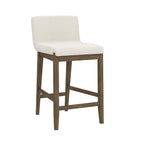 Tabouret de bar moderne Gracie, chaise rembourrée en tissu bouclé et pieds en bois brossé
