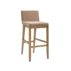 Tabouret de bar moderne Gracie, chaise rembourrée en tissu bouclé et pieds en bois brossé
