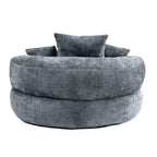 Gray Oversized 42.52 Chenille Lazy Bean Bag Single Sofa with Three Pillows for Bedroom