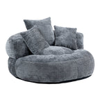 Gray Oversized 42.52 Chenille Lazy Bean Bag Single Sofa with Three Pillows for Bedroom