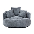 Gray Oversized 42.52 Chenille Lazy Bean Bag Single Sofa with Three Pillows for Bedroom