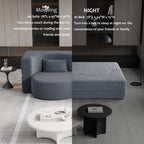 Grey 78 Convertible Teddy Fabric Loveseat Foam-Filled Floor Sofa Bed with 2 Pillows and Folding Mattress for Living Room