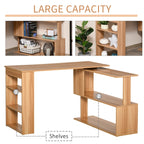 Bureau d'ordinateur pivotant moderne en forme de L HomCom avec étagères