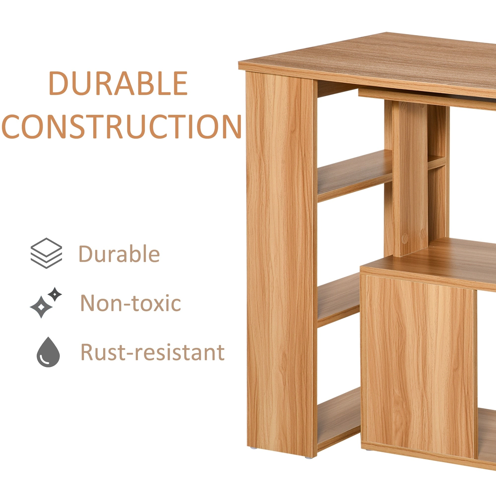 Bureau d'ordinateur pivotant moderne en forme de L HomCom avec étagères