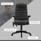 HOMCOM 6 Point Vibrating Massage Office Chair with Heat, Velvet High Back Executive Office Chair with Reclining Backrest