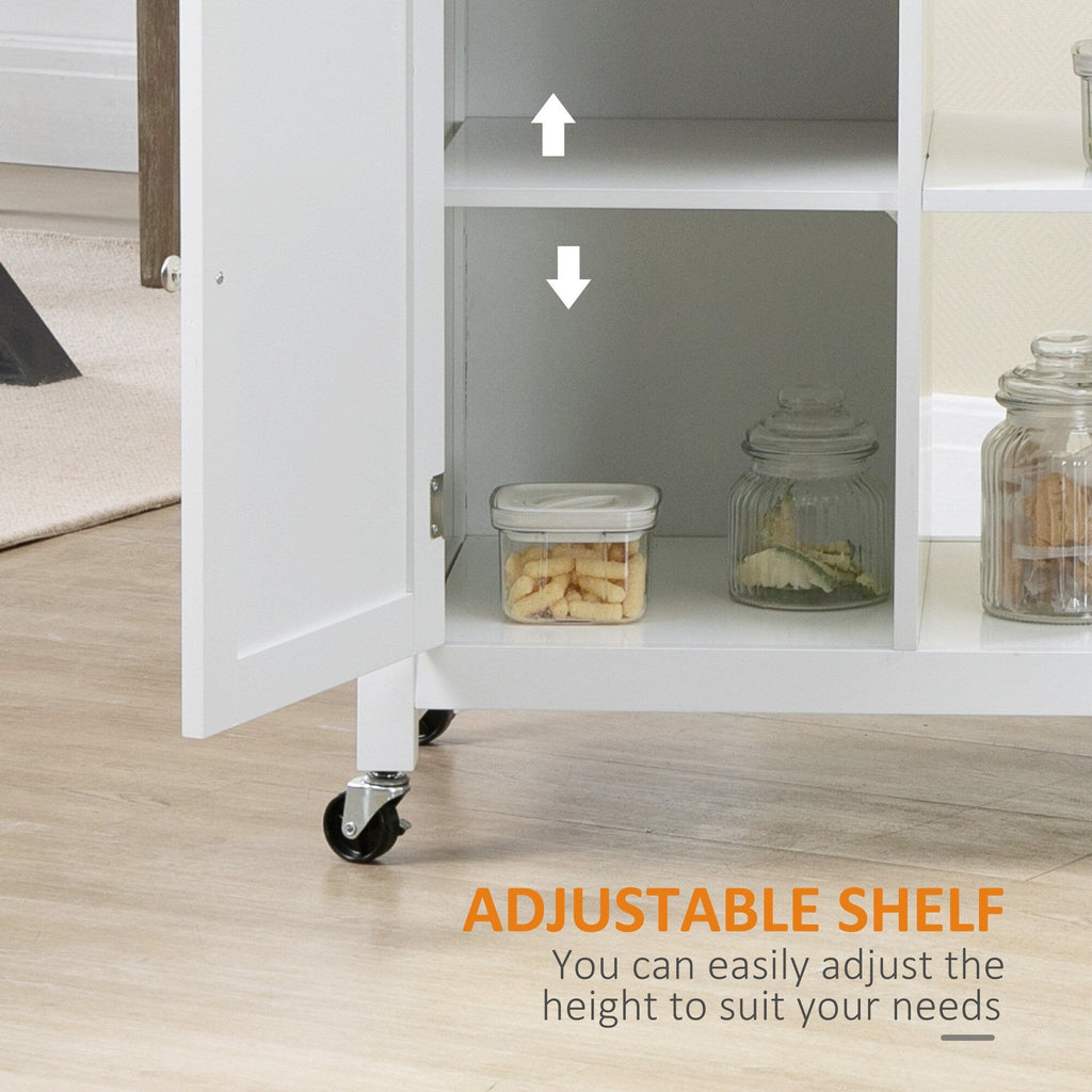 Chariot de cuisine HOMCOM, chariot utilitaire à roulettes avec plateau en bois, étagère ouverte et tiroir de rangement pour salle à manger et cuisine.