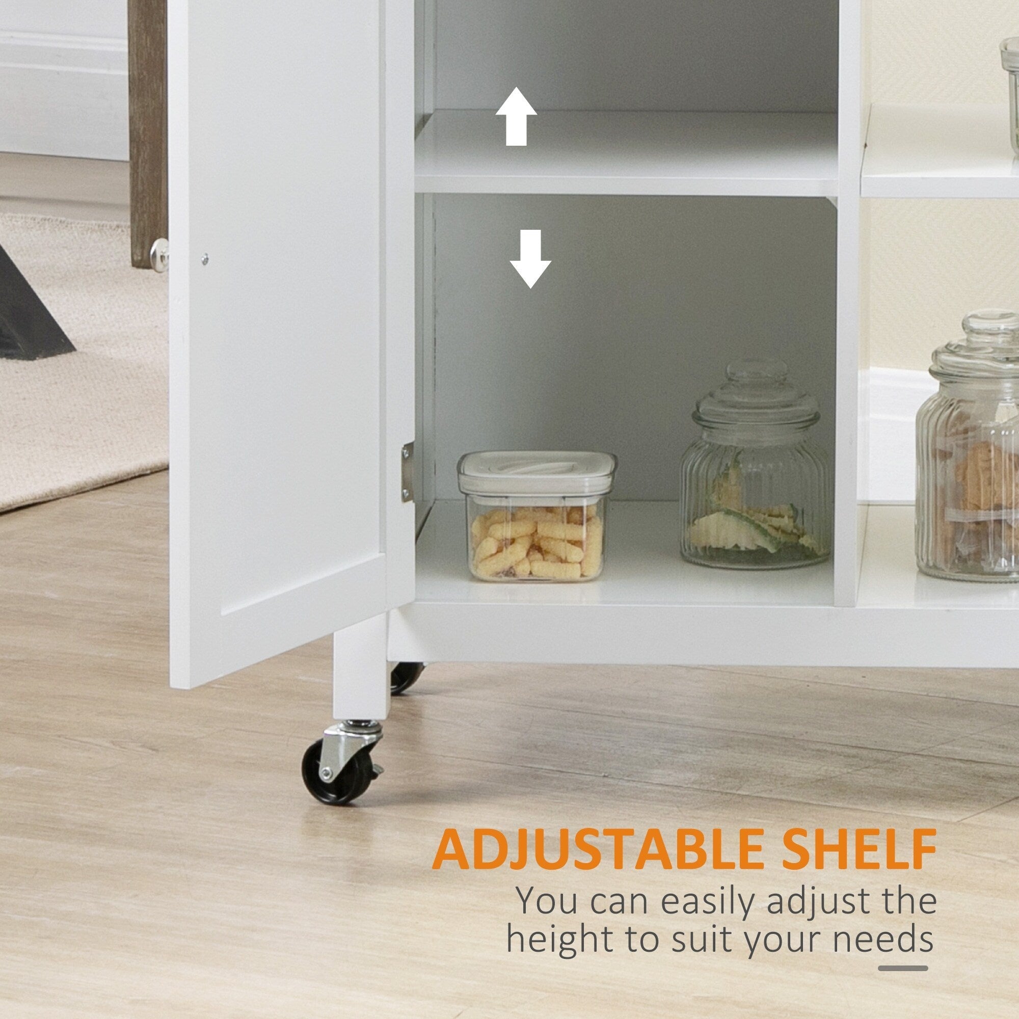 Chariot de cuisine HOMCOM, chariot utilitaire à roulettes avec plateau en bois, étagère ouverte et tiroir de rangement pour salle à manger et cuisine.