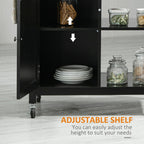 Chariot de cuisine HOMCOM, chariot utilitaire à roulettes avec plateau en bois, étagère ouverte et tiroir de rangement pour salle à manger et cuisine.