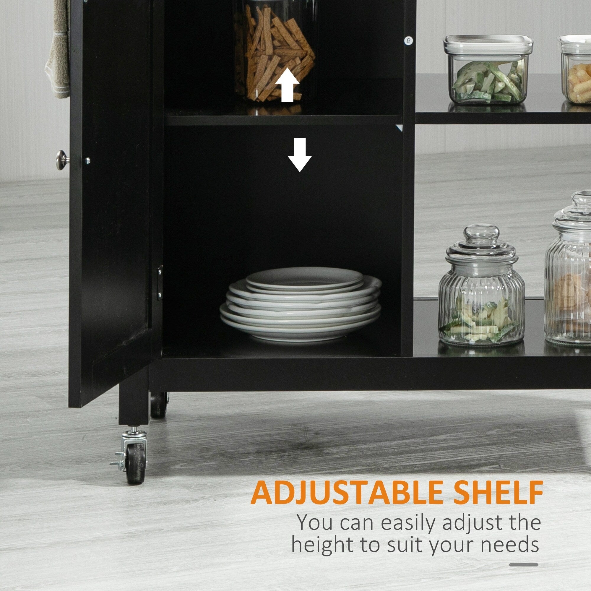 Chariot de cuisine HOMCOM, chariot utilitaire à roulettes avec plateau en bois, étagère ouverte et tiroir de rangement pour salle à manger et cuisine.