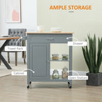 Chariot de cuisine HOMCOM, chariot utilitaire à roulettes avec plateau en bois, étagère ouverte et tiroir de rangement pour salle à manger et cuisine.