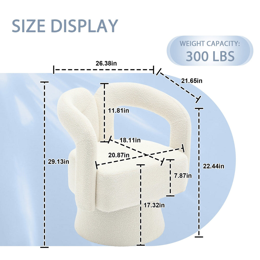 HOMEFUN Boucle Upholstered 360 Degree Swivel Cuddle Barrel Accent Chairs