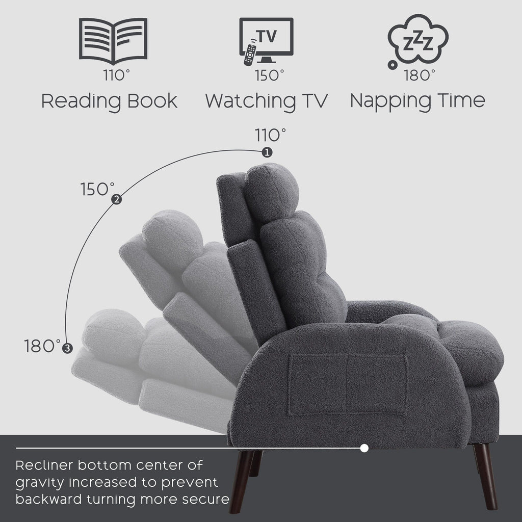 Fauteuil lounge HOMYKA avec dossier réglable et pouf de rangement