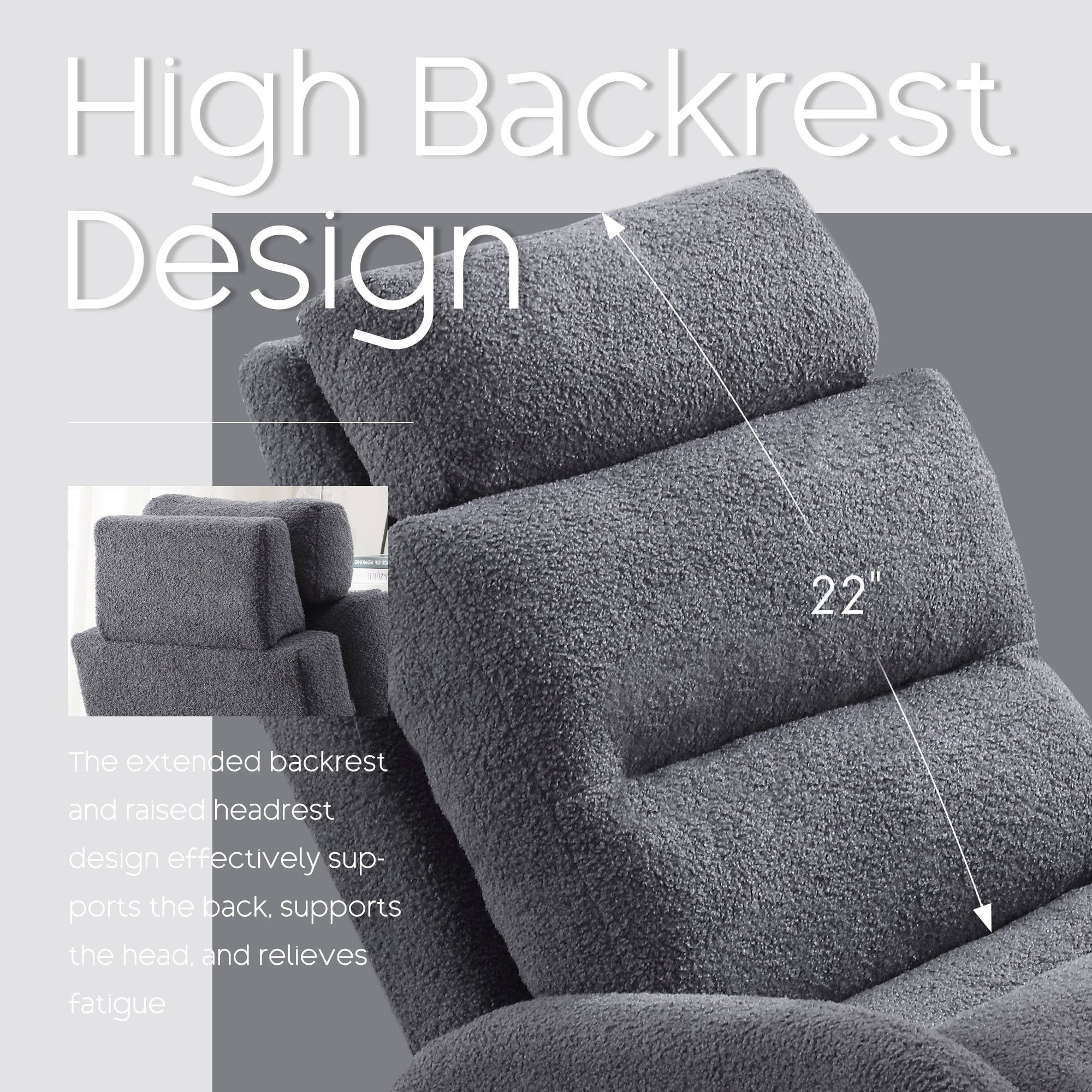 Fauteuil lounge HOMYKA avec dossier réglable et pouf de rangement