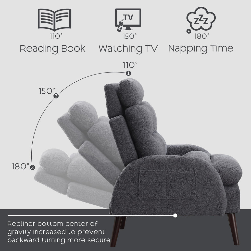 Fauteuil lounge HOMYKA avec dossier réglable et pouf de rangement